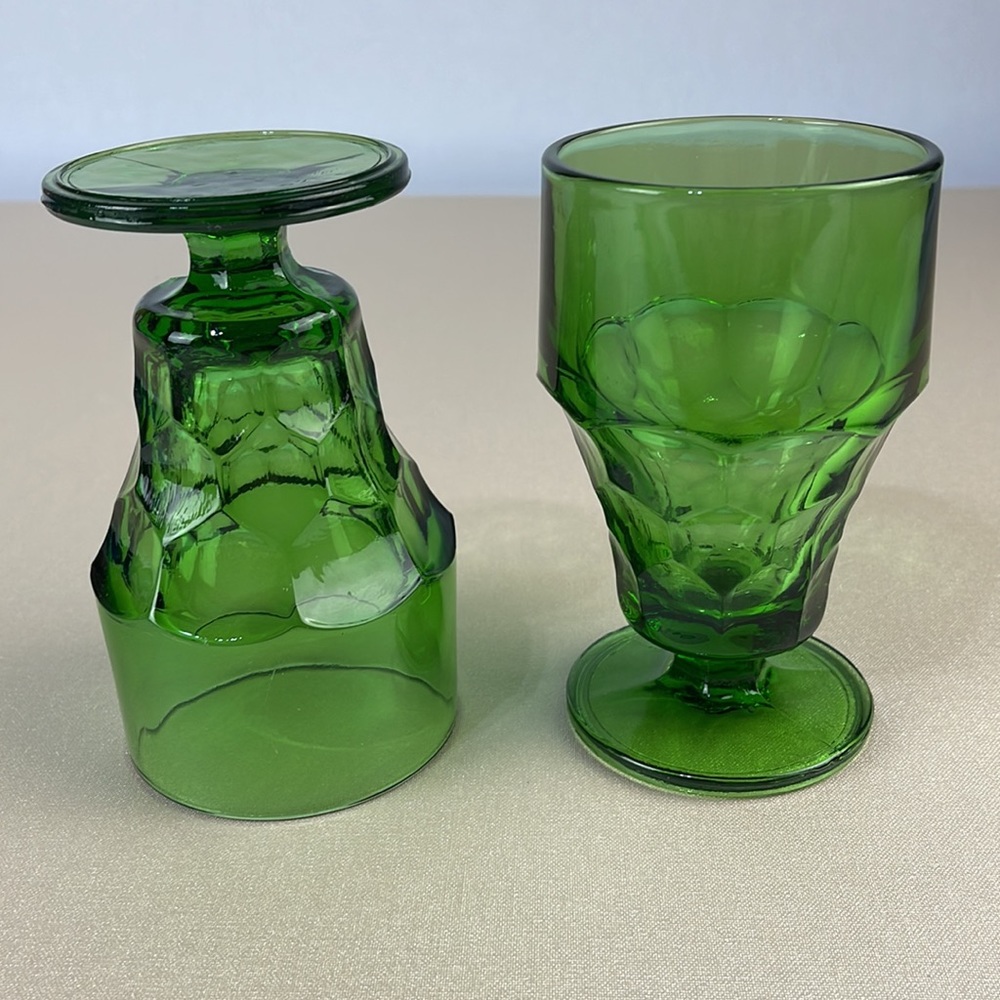 Vintage Green Viking Georgian Pedestal Glasses (set of 2) - Picture 6 of 11